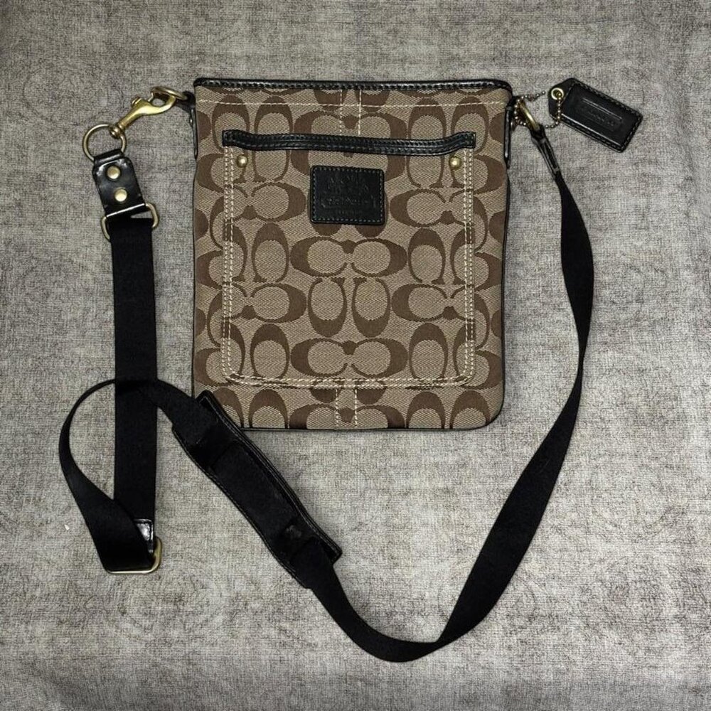 Coach Brown Signature Canvas Crossbody Bag Adjustable Strap